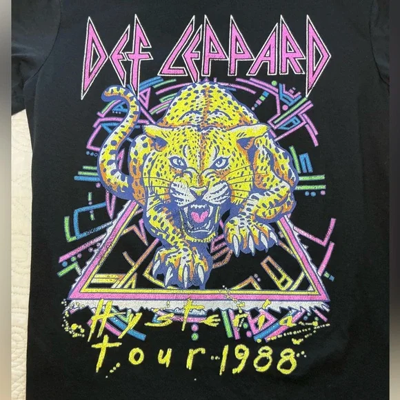 Def Leppard Hysteria Tour 1988 Graphic Black Tee unisex size XL - Picture 2 of 4
